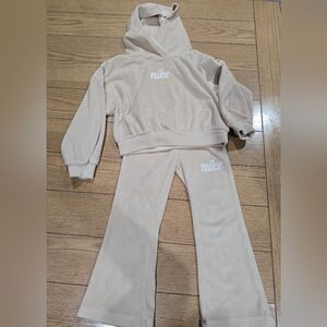 Nike Light Tan Hoodie and Flare Pants Set 4T